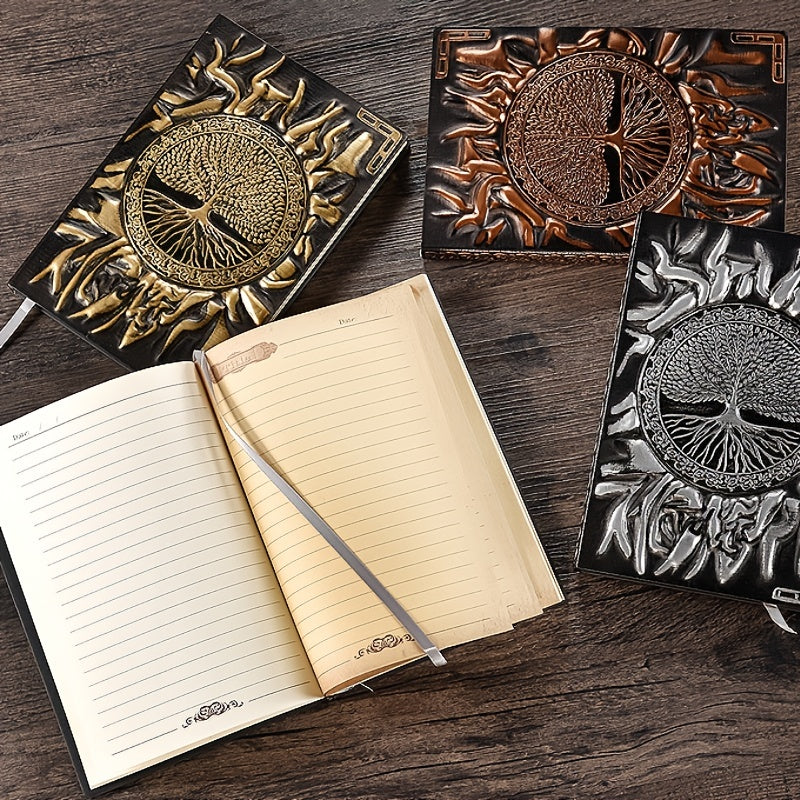 1pc Vintage Tree Of Life A5/A6 Diary Notebook Journals Handcraft Embossed Leather Diary Bible Book Travel Planner School Office Gift With 10