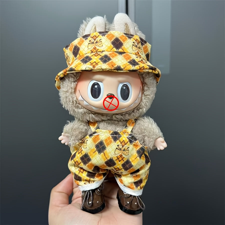 17cm doll clothes in various colors, suspenders and pants suits, DIY doll accessories suitable for Labubu dolls