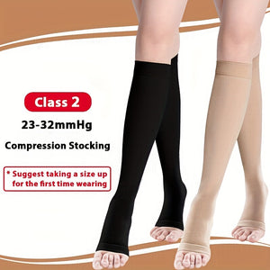 Second Level Compression Socks with Open Toe, Calf Slimming Tights, Plus Size S-5XL, Sports and Travel Care Socks for Long Standing