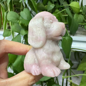 Hand Carved Pink Opal Dog Crystal Dog Crystal Animal Crystal Gift Crystal Figurine Crystal Collection