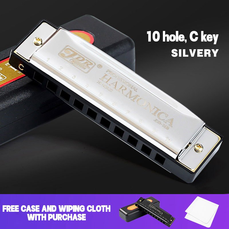 Professional Blues Harmonica 10 Holes C Key Blues Harp With Hard Case Perfect For Beginners Students Adults Professionals As Gifts