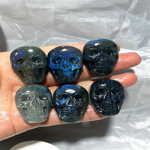 Beautiful Natural Labradorite Carving Wing Ornments Healing Crystal Skull Collectible Figurines Reiki Decor