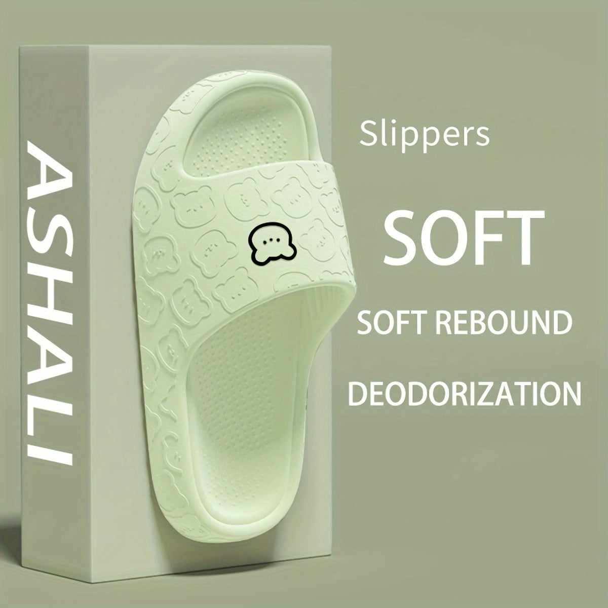 ASHALI Cute Bear Breathable Men'S Soft Slippers, All-Season Indoor Home Use for Couples, Bathroom Slippers