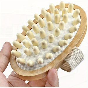 Natural Wooden Body Brush for Reduction, Lymphatic Health & Light Beige Exfoliation - Oval-Shaped Massage Tool with Soft Beige Bristles & Wooden Handle for Shower, Bath & Spa Use, Ergonomic Design, Massager