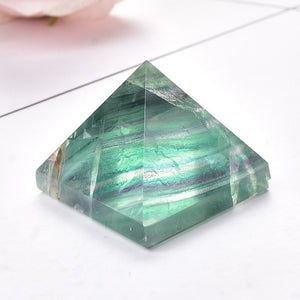 Natural Fluorite Pyramid Quartz Healing Stone Reiki Crystal Tower Point Home Decor Crafts Of Gem Stone Meditation Ornaments