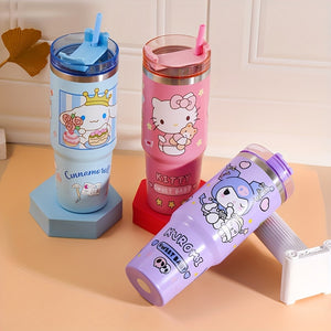 Sanrio 900ML Insulated Water Bottle: Leakproof & Shatterproof – Perfect for Outdoor, Office, and Home with Hello Kitty Design