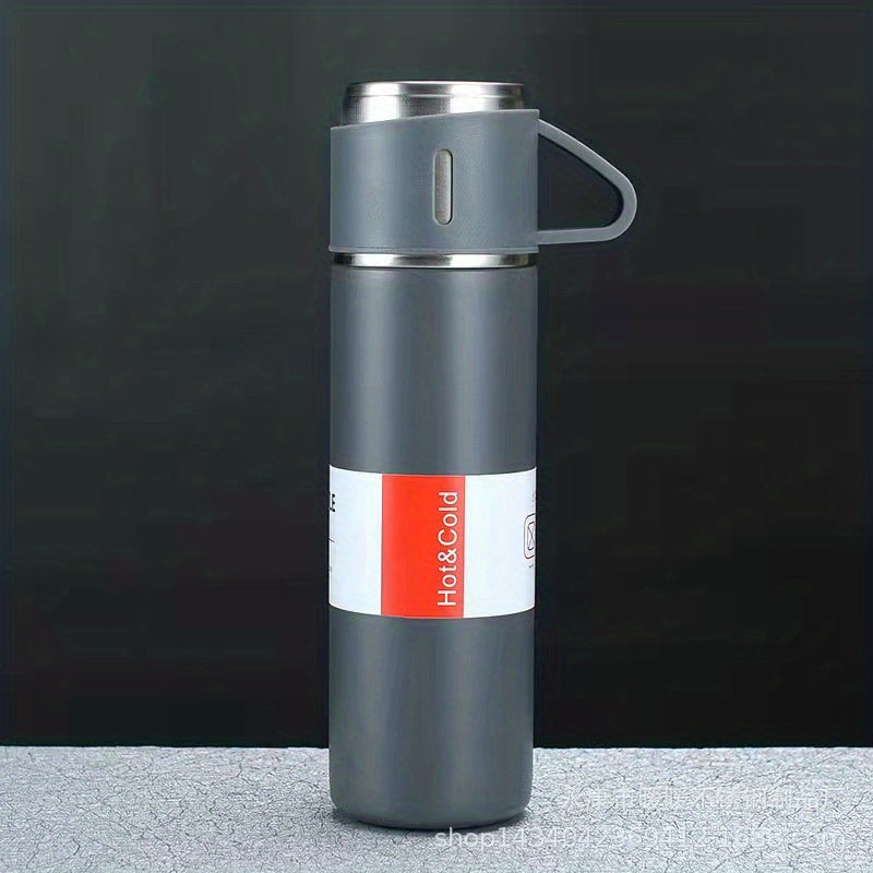 Vacuum Flask Set, Business Thermal Mug 500ml/16.9oz, Stainless Steel Vacuum Insulated Bottle With Cup For Coffee Hot Drink And Cold Drink, W