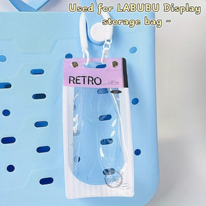 1pc LABUBU Transparent Dust-Proof Protective Storage Bag with Spring Keychain - High-Quality Clear Plastic Display Case for LABUBU, CRYBABY & Winter Rhapsody Plush Toys - Collectible Gift for Toy Enthusiasts, Toy Storage Box, Collectible Showcase, Visible