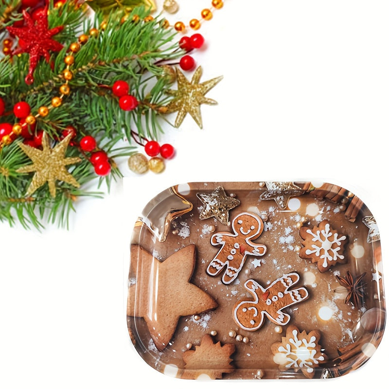 1pc, Christmas Rolling Tray, For Candy, Spices, And Tobacco, Large Metal Tobacco Rolling Tray, Cigarette Rolling Tray, Tobacco Wake Up Tray,