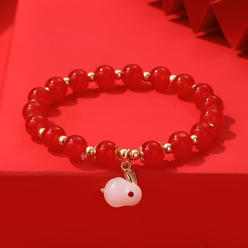 Handmade Chinese Style Bracelet For New Year Health And Protection Charm Lucky Rabbit Bracelets Easter Gift Easter Bunny