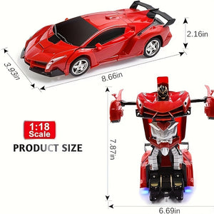[Transforming Remote Control Car] 1:18 Scale Transforming Remote Control Car Robot - 360°Rotating Drifting, One-Button Deformation - Christmas Gift, Birthday Gift, Halloween Gift