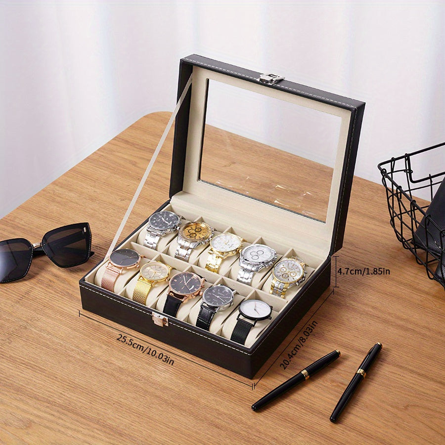 PU Leather 2/6/10/12 Digits Watch Storage Box Watch Display Box