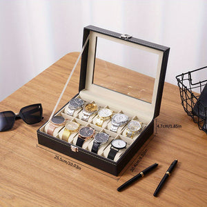 PU Leather 2/6/10/12 Digits Watch Storage Box Watch Display Box