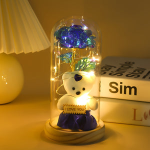 [Romantic Rose Bear] Romantic LED Rose Bear Gift Box, PE Flower Foam Bear For Girlfriend, Valentine's Day Mother's Day Birthday Gift, Creati