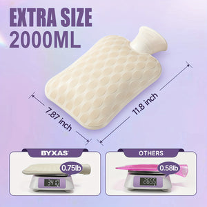1pc BYXAS Hot Water Bottle, 2L Hot Water Bag For Neck And Shoulder, Hand Feet Warmer, Blue, Purple, White