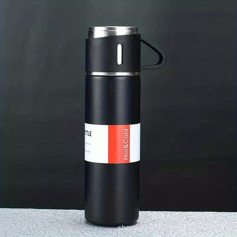 Vacuum Flask Set, Business Thermal Mug 500ml/16.9oz, Stainless Steel Vacuum Insulated Bottle With Cup For Coffee Hot Drink And Cold Drink, W