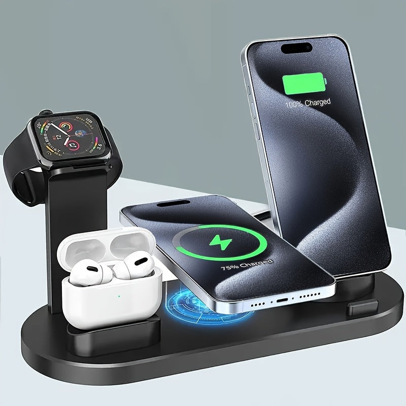 5 In 1 Wireless Charger Bracket Station Type-C Fast Charging Stand For IPhone 14 13 12 11 Pro Max Samsung Xiaomi Desk Chargers For Watch Air