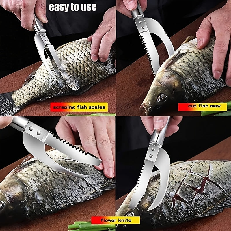 3-in-1 Stainless Steel Fish Scale Knife: Cut, Scrape, and Dig with Ease For Hotel/Commercial