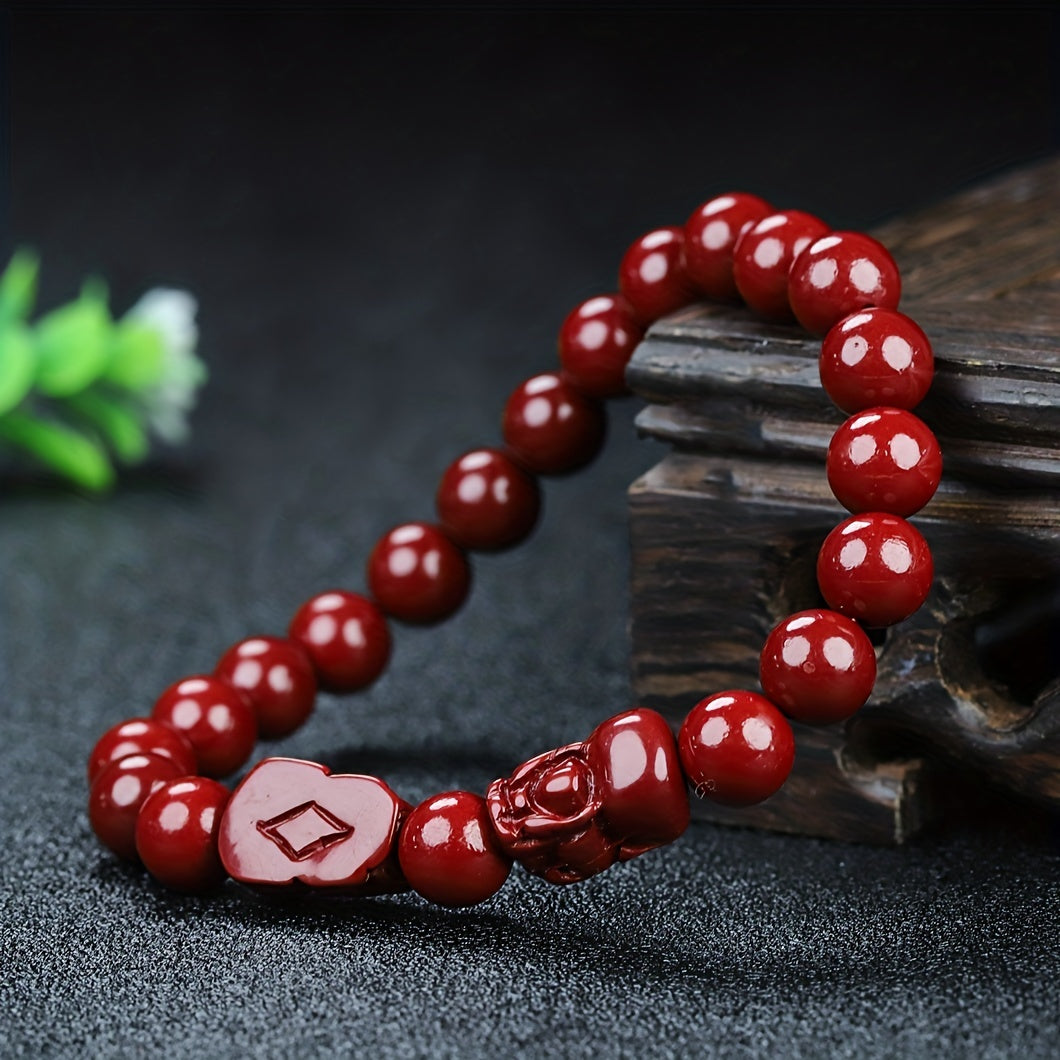 Natural Cinnabar Bracelet Cute Pixiu Bracelet Good Luck Bracelet