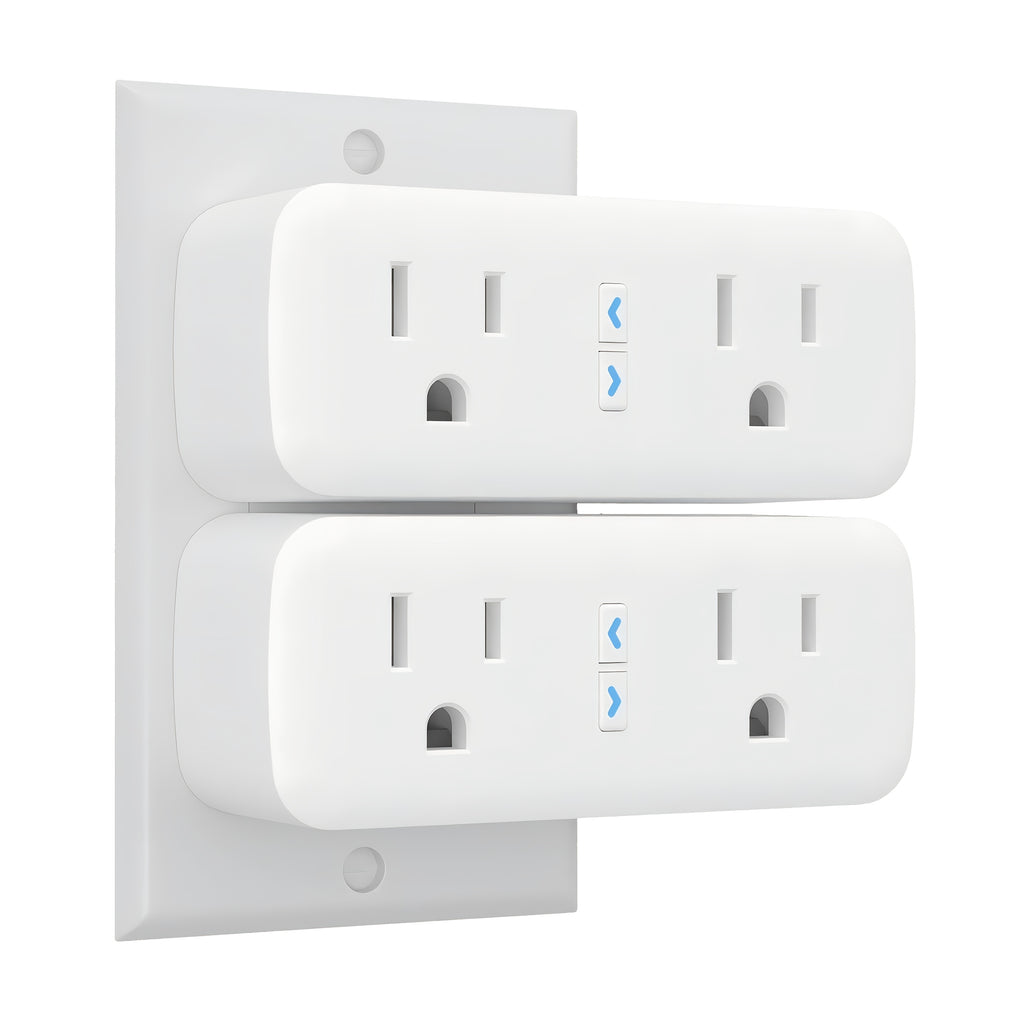 GHome Smart 4 Packs WiFi Smart Plug Outlet Socket Independent Control 2 Port Expander Smart Plug, Outlet Extender WiFi Smart Socket Work With Alexa, Google Home, Dual Plugs Mini Surge Protector Control Independently Or Together, No Hub Required, FCC Liste