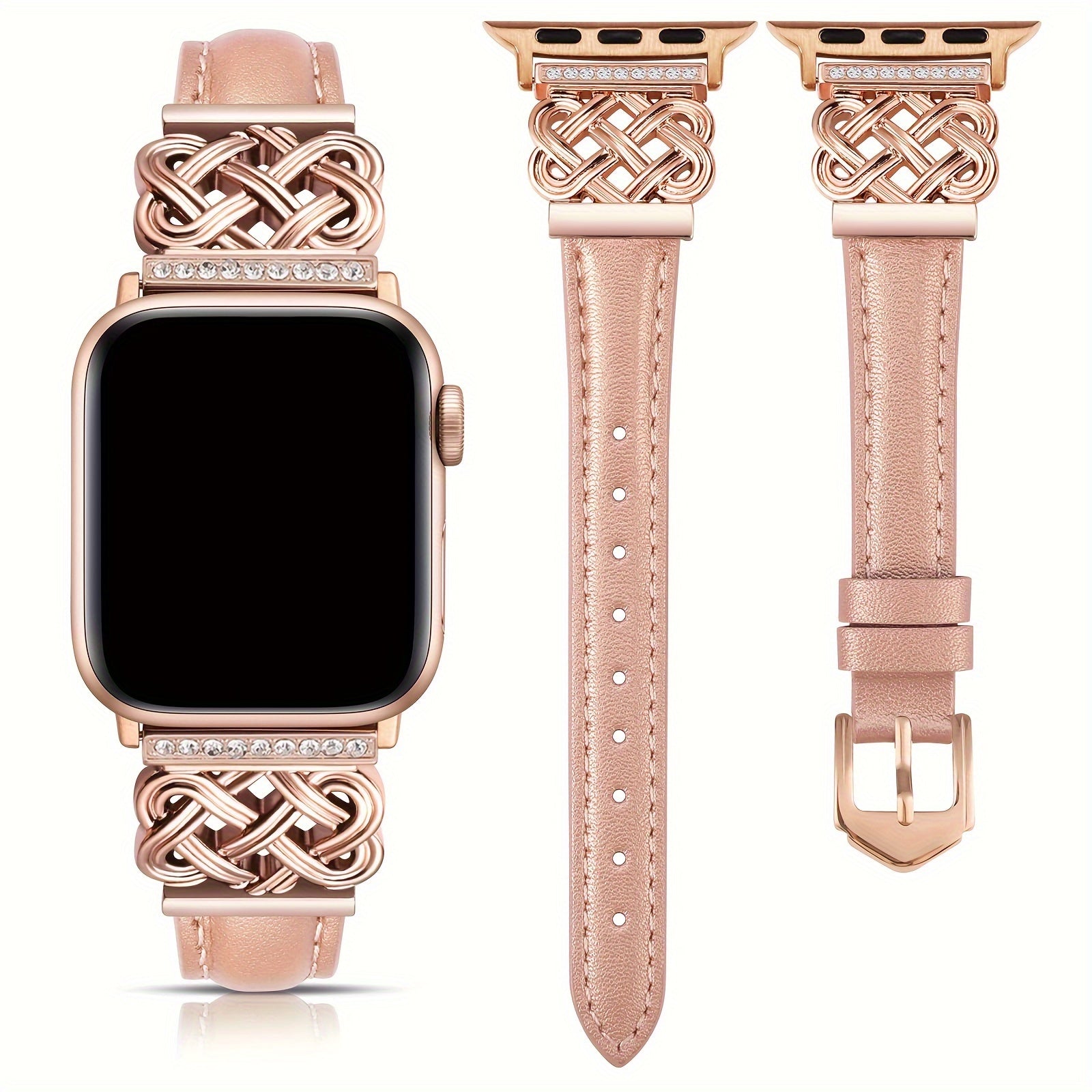 Leather Strap Compatible With Iwatch Strap 38/40/41/42/44/45/49mm Ladies, Slim Leather Strap With Designer's Careful Interlocking, Stylish Strap For IWatch Series 9/8/7/6/5/SE/4/3/2/1 Ultra/Ultra 2 Strap Replacement