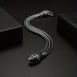 Men's Stainless Steel Snake Head Curb Chain Bracelet Punk Bracelet Motorcycle Daily Jewelry Gift