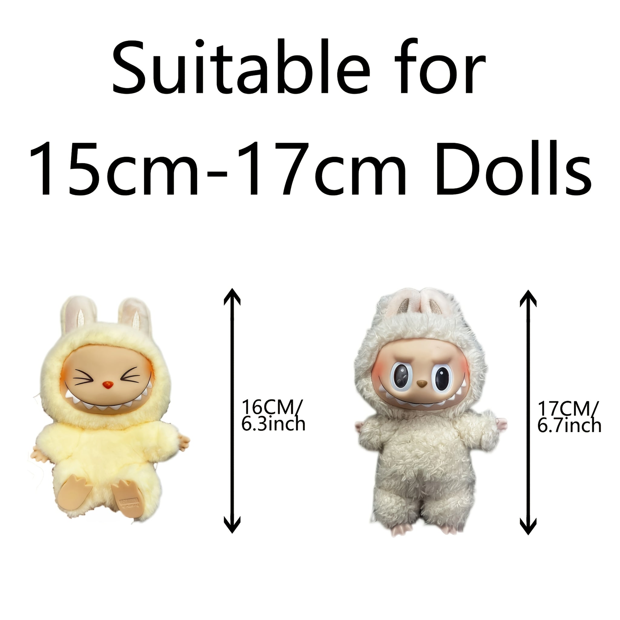 17cm Labubu Doll Clothes For With 3 Outfits - Stylish Fisherman Hat & Sweaters & Pants Or Skirt Set For 17cm Dolls, Adorable BuLabu Accessories For Play & Display (Not Included Shoes & Doll)