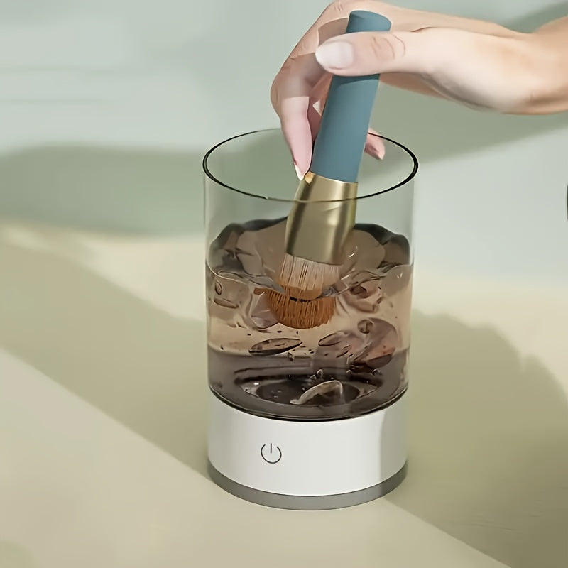 USB-Powered Electric Makeup Brush Cleaner & Dryer – Automatic Spinning Design with Heating Function, Transparent Cylinder for Easy Visibilit