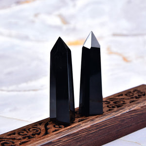 1PC Natural Rock Obsidian Hexagonal Column Crystal Point Mineral Ornament Healing Wand Home Decor DIY Gift Decoration