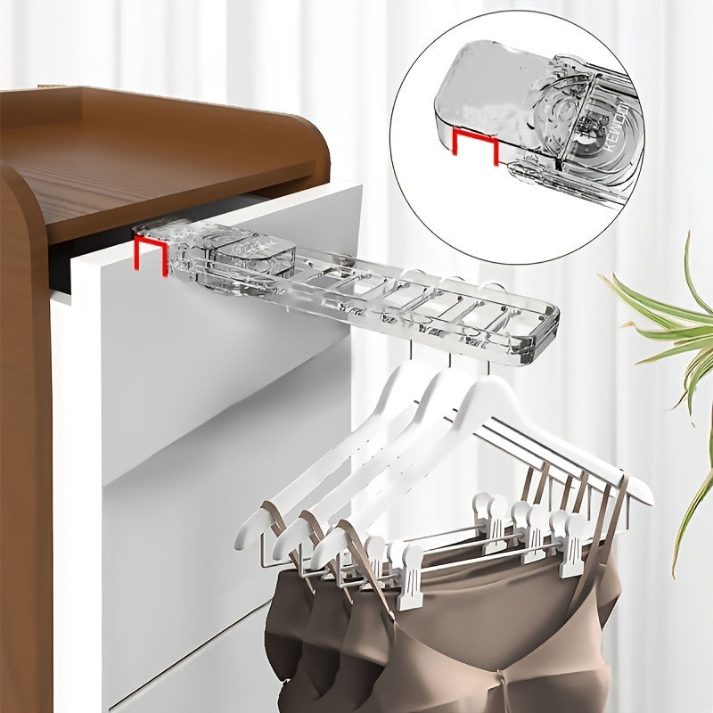 Space-Saving Foldable Clothes Drying Rack with Suction Cups - No-Drill, Invisible Travel Hanger for Balcony & Home Storage, Durable Plastic,