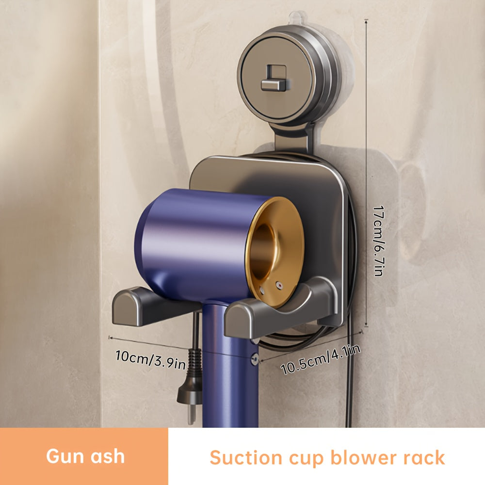 Musurjoy Suction Cup Hair Dryer Holder - Space Aluminum, No Drilling Wall Hanging, Suitable for Bathroom, Bedroom and Living Room, Bathroom