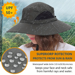 1pc Unisex Sun Hat, Wide Brim Bucket Hat Packable Boonie Hat For Fishing Hiking Gardening Safari Beach