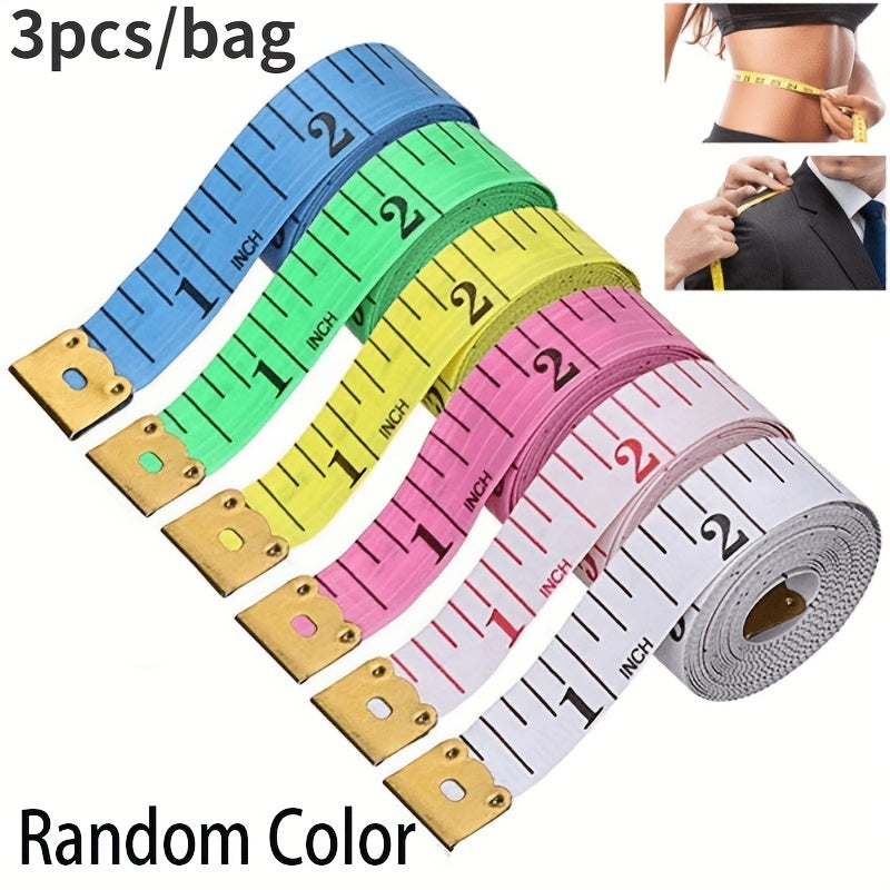 3pcs Soft Tape Measure, Body Measuring Ruler Sewing Tailor Tape Measure Centimeter Meter Sewing Measuring Tape Soft Random Color