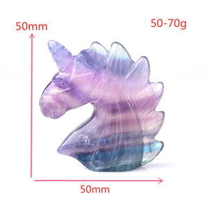 1PC Natural Fluorite Unicorn Figurine Hand Made Carving Crystal Polished Quartz Healing Stone Home DIY Decoration Gem Gift