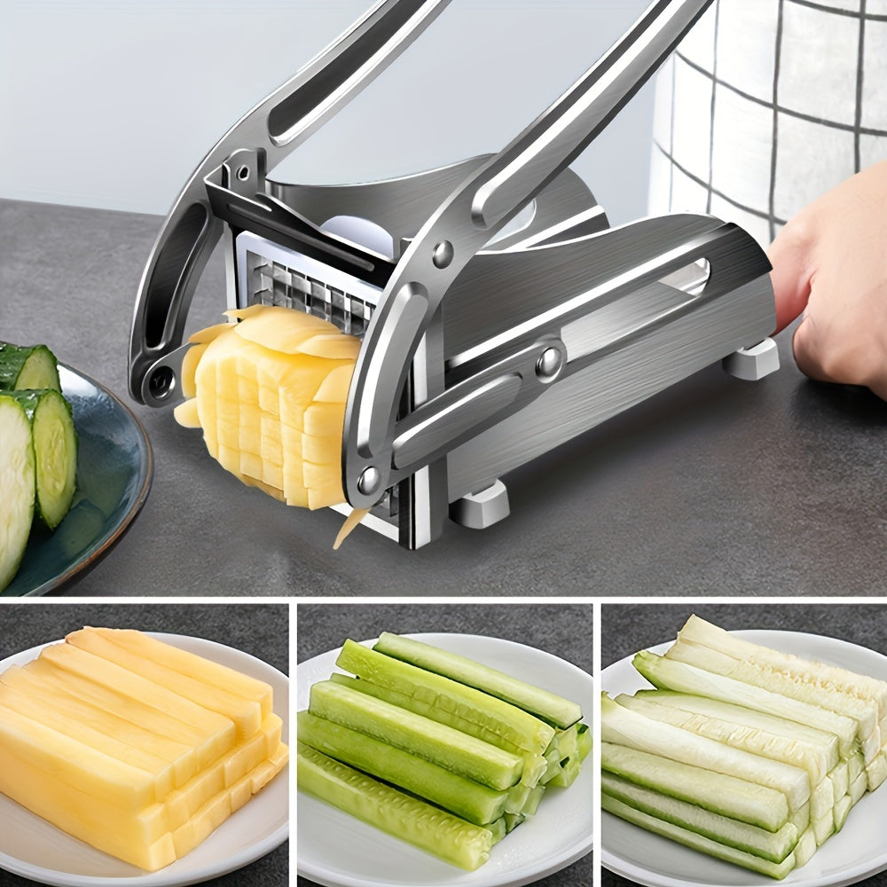 Heavy Duty Stainless Steel Cutter: Quick, Safe Slicing for Fruits, Vegetables, Perfect French Fries - Kitchen Must-Have