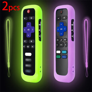 1pc/2pcs/3pcs Glow-in-the-Dark Silicone Remote Cover with Lanyard for Roku TV Remote Control - Universal Silicone Sleeve Case for TCL Hisense, Roku TV Streaming Stick, 4K+/ 4K Voice Remote