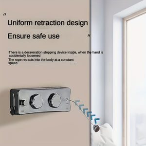 [Popular Choice] Adjustable 5.1m Stainless Steel Retractable Double Line Clothesline - Durable Indoor Invisible Roll-Up Drying Rope with Ant