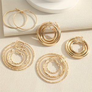 8 Pairs Set Of Hoop Earrings Alloy Jewelry Elegant Simple Style For Women Girls Daily Wear Delicate Set Gifts