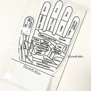 1 Dual Finger Pressure Reflexology Gloves, Hand Spa Reflexology Tool, Massage Hand Spa Reflexology Tool with English Acupuncture Points Chart for Men And Women Chinese Medicine Joints Muscle Soothing, Hand Drawing Acupuncture Guide, Massage Tool