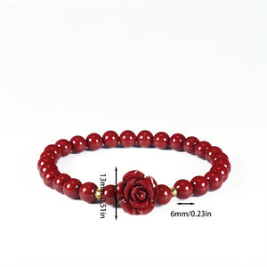 Natural Raw Mineral Cinnabar Rose Gorgeous Couple Bracelet Healing Crystal Stretch Beaded Bracelet