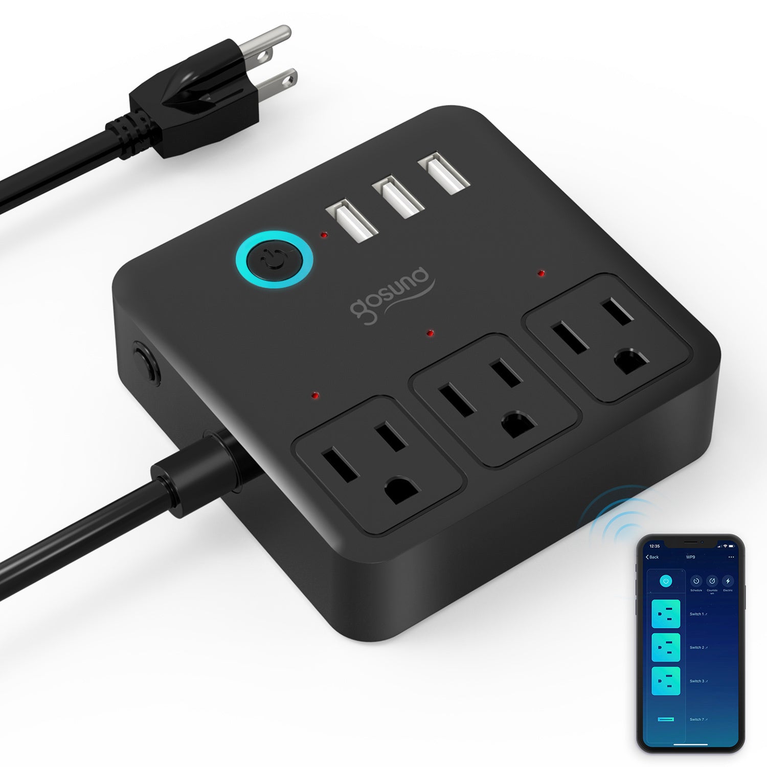 Gosund Smart Power Strip with 3 USB Ports and 3 Individually Controlled Smart Outlets, Voice Control Compatible with Alexa & Google Home, Works with Gosund & Tuya APP, 4ft/ 1.2M Power Cord, Timer Function, Surge Protection, 2.4GHz Wi-Fi Only, US Plug, Ide