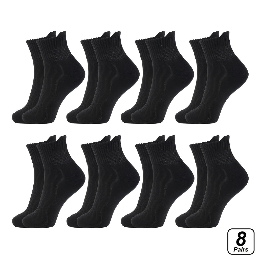 [Non-Binding | Breathable] 8 Pairs Non-Binding Wide Ankle Socks | Breathable Cotton Blend, Seamless Toe, Wavy Texture for Enhanced Circulation & Comfort, Beige, Accessories for Women & Men