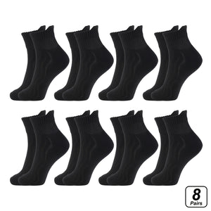 [Non-Binding | Breathable] 8 Pairs Non-Binding Wide Ankle Socks | Breathable Cotton Blend, Seamless Toe, Wavy Texture for Enhanced Circulation & Comfort, Beige, Accessories for Women & Men