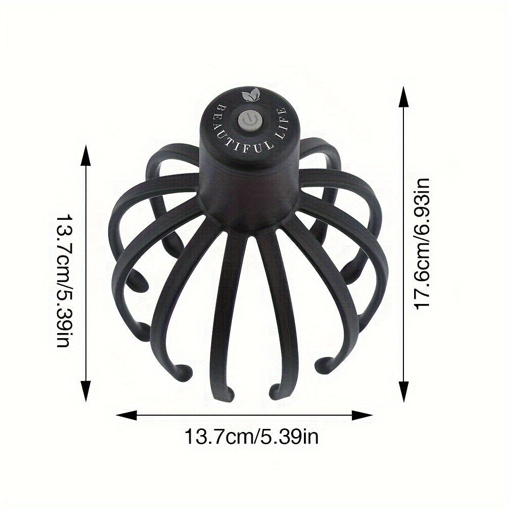 Professional Electric Claw Massager, 3-Level Intensity, USB Rechargeable Lithium Battery, Unscented, for Head Massage - Black