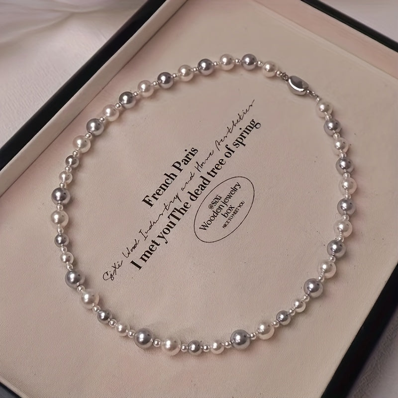Women's Elegant Freshwater Pearl Necklace, Classic Style, Versatile and Elegant Accessory, Elegant Pearl Necklace with Shell - Simple and Sexy Style, Suitable for Daily and Party Occasions, Perfect Valentine's Day Gift, Suitable for All Seasons