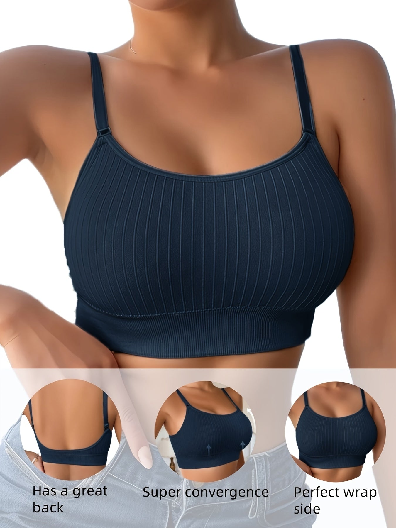 [Seamless Sports Bras] 6pcs Seamless Sports Bras - Breathable, Wire-Free Adjustable Straps & Removable Pads for Yoga & Fitness
