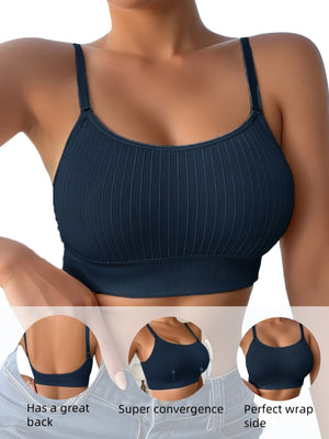 [Seamless Sports Bras] 6pcs Seamless Sports Bras - Breathable, Wire-Free Adjustable Straps & Removable Pads for Yoga & Fitness