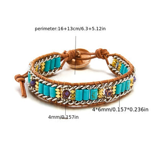 1pc Vintage Turquoise Gemstone Hand Braided Bohemian Healing Bracelet For Men And Women Elegant Charm Y2K Classic Bracelet Party Vacation Ha