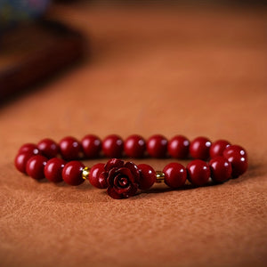 Natural Raw Mineral Cinnabar Rose Gorgeous Couple Bracelet Healing Crystal Stretch Beaded Bracelet