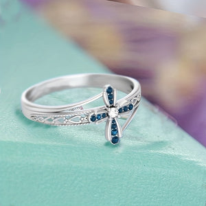 1pc Exquisite And Fashionable Blue Zircon Cross Ring For Men And Women, Jewelry Gift